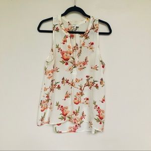 Joie Split Neck Silk Sleeveless Top